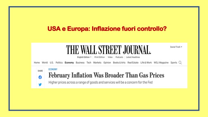 Usa e Europa: Inflazione fuori controllo?