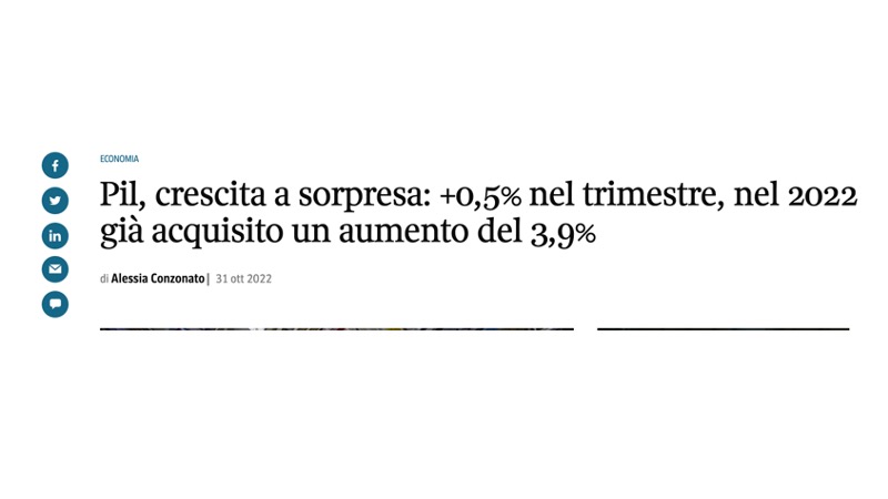 Avimmo ffatto chicchirichì, mo facimmo chicchiricò… il PIL (III Trim. 2022)