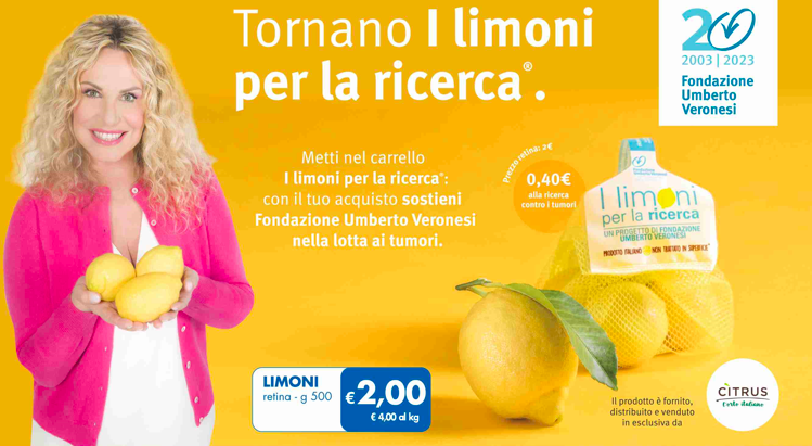 Tornano “I limoni per la ricerca” nei punti di vendita Md