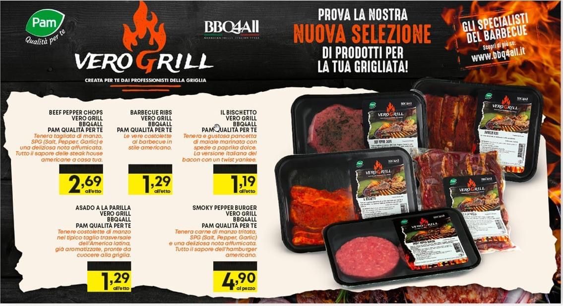 PAM lancia  VeroGrill una linea di carni in collaborazione con BBQ4all